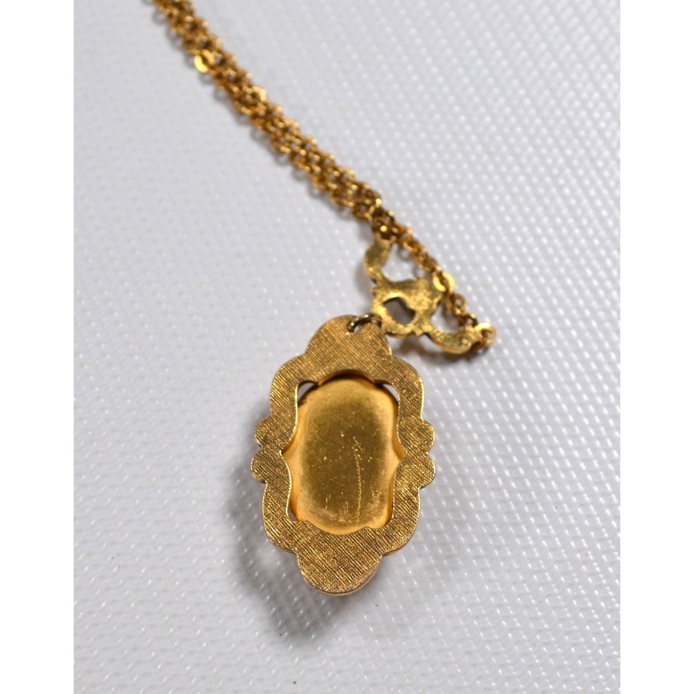 Vintage 1928‎ Brand Gold Tone Cameo Necklace Choker 15" - Picture 5 of 16